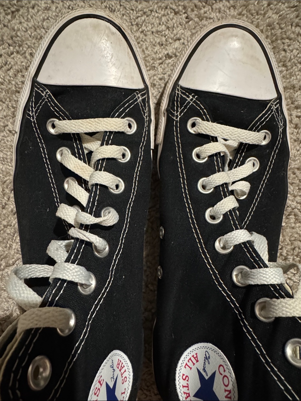 Converse Black and White High Top Chuck Taylors - Picture 2 of 4